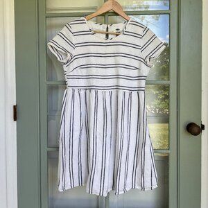 Old Navy White Navy Stripe Linen Blend Dress - size XS